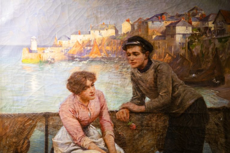 ‘Courting Couple on a Fish Quay - Newlyn’ by Albert Chevalier Tayler