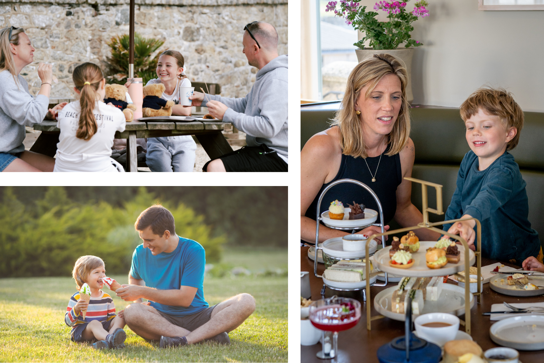 Families enjoying food at St Michael's Mount